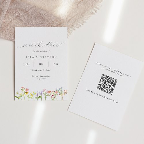 Wildflowers Cottagecore QR Code Wedding  Save The Date