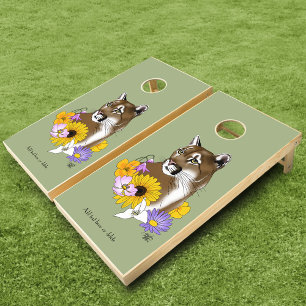 Wildflowers Cougar Mountain Lion Puma Cornhole Set