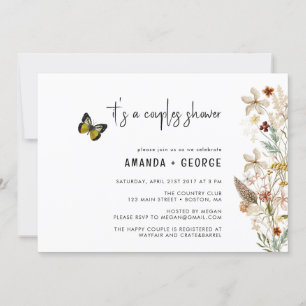 Wildflowers Couple shower butterfly Invitation