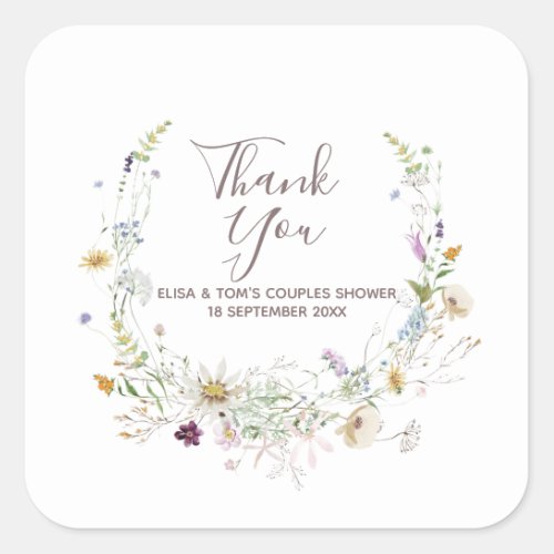 Wildflowers Couples Shower Thank You Sticker