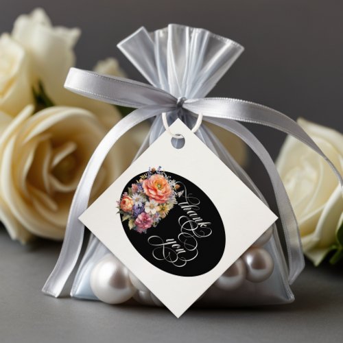 Wildflowers - Cream/Black Favor Tags