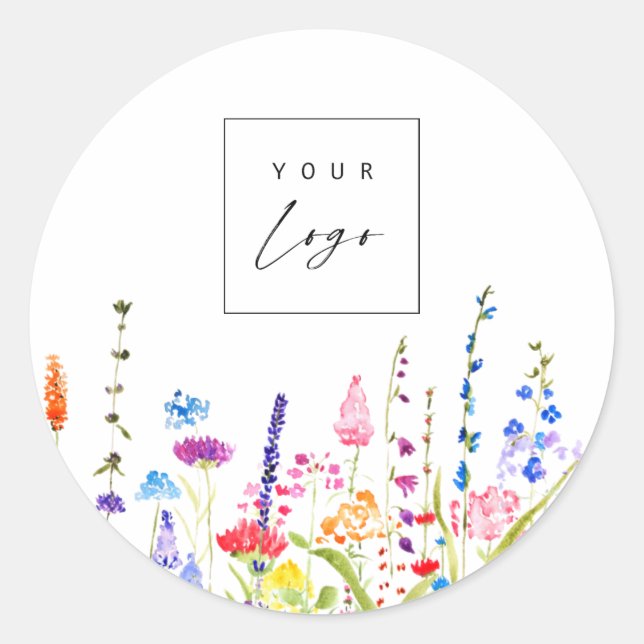 Wildflowers Custom Logo Color  Classic Round Sticker (Front)