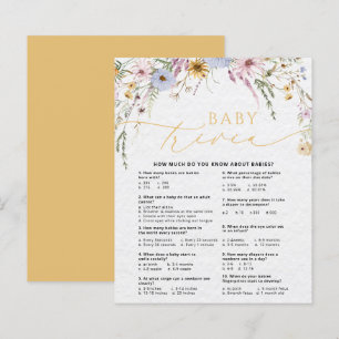 Wildflowers Cute Baby Trivia Baby Shower Game Card