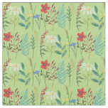 Wildflowers Cute Flowers in Green Fabric