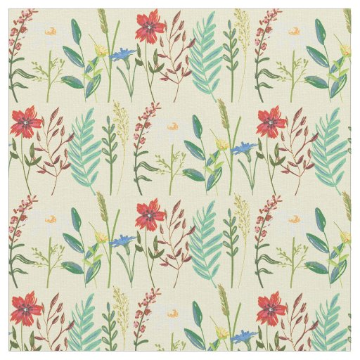 Wildflowers Cute Flowers in Yellow Fabric