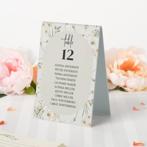 Wildflowers Daisy Seating Chart Table Tent Sign