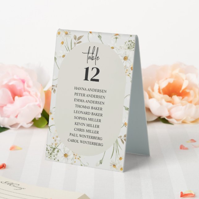 Wildflowers Daisy Seating Chart Table Tent Sign (In SItu (Wedding))