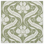 Wildflowers Damask Olive Green Fabric