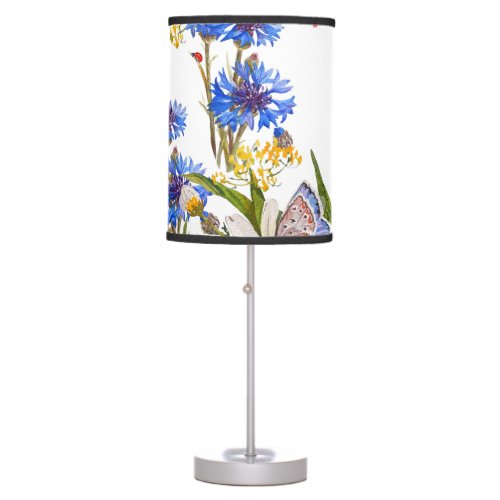 Wildflowers dark blue watercolor seamless table lamp