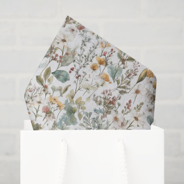 Wildflowers Decoupage Paper, Fall Floral Tissue Paper (Gift Bag)