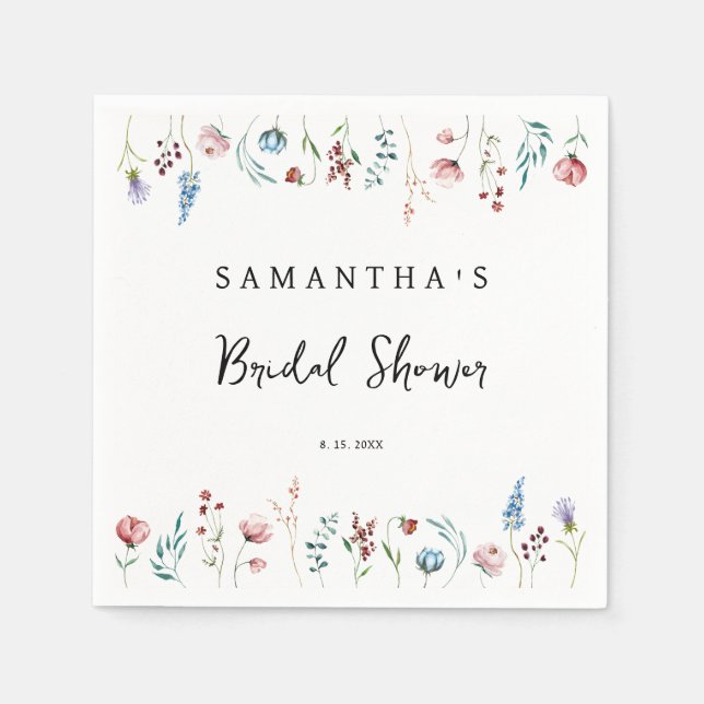 Wildflowers delicate garden bridal shower napkins (Front)