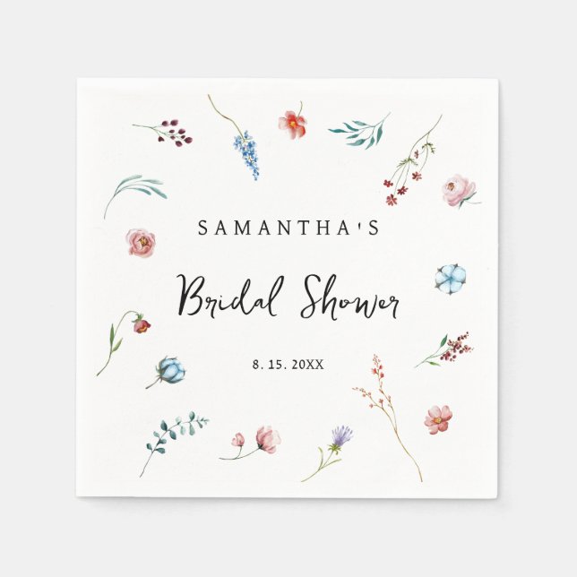 Wildflowers delicate garden bridal shower napkins (Front)