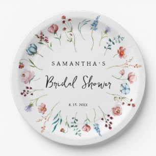 Wildflowers delicate garden bridal shower paper plates