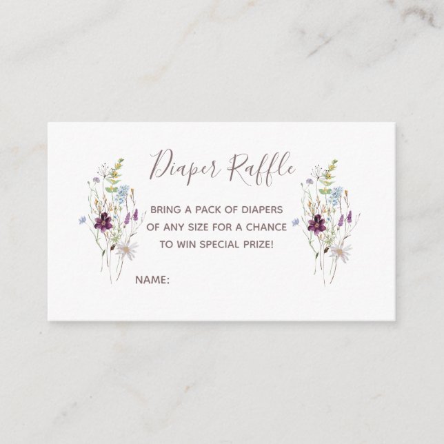 WildFlowers Diaper Raffle Card, Enclosure Card (Front)
