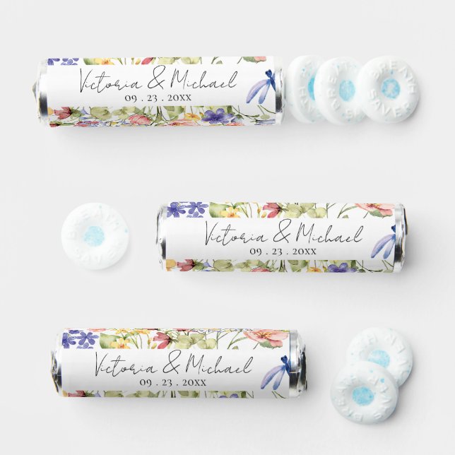 Wildflowers Dragonfly Personalized Names Wedding Breath Savers® Mints (Assorted)
