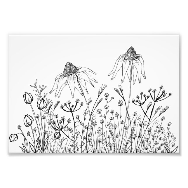 Wildflowers drawing photo print (Front)