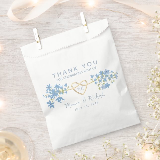 Wildflowers Dusty Blue Wedding Favor Bag (Clipped)