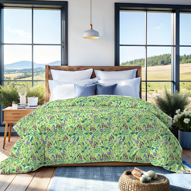 Wildflowers Duvet Cover (Wildflower Green Duvet Cover)