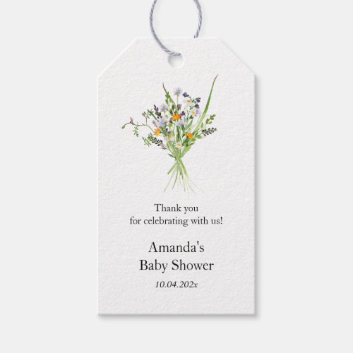 Wildflowers Elegant Baby Shower Favor Gift Tag 