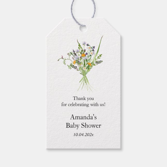 Wildflowers Elegant Baby Shower Favor Gift Tag  (Front)