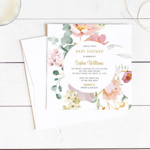 Wildflowers Elegant Baby Shower Invitation