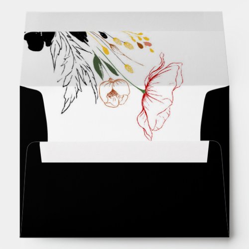 Wildflowers Elegant Boho Black Envelope