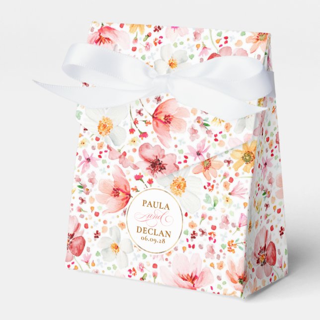 Wildflowers Elegant Boho Blush Floral Wedding Favor Boxes (Front Side)