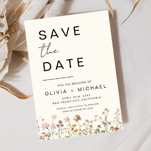 Wildflowers Elegant Boho Save the Date Minimalist 