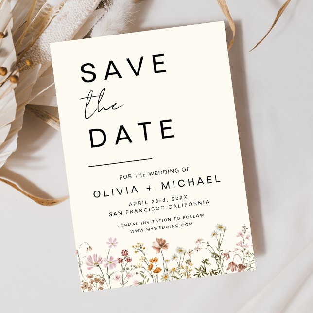 Wildflowers Elegant Boho Save the Date Minimalist  (Creator Uploaded)