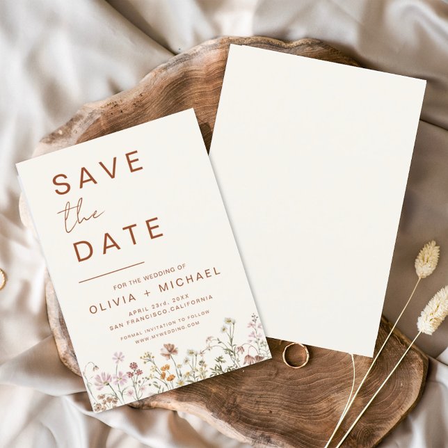 Wildflowers Elegant Boho Save the Date Minimalist  (Creator Uploaded)