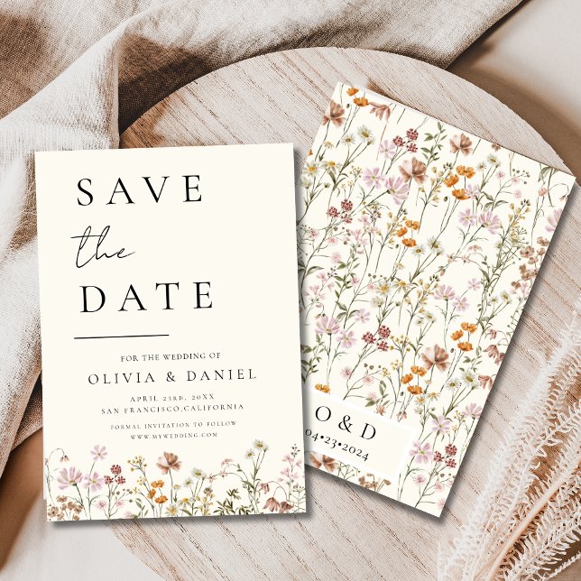 Wildflowers Elegant Boho Save the Date Minimalist  (Creator Uploaded)