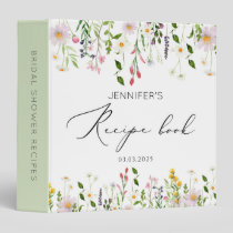 Wildflowers elegant bridal shower recipe book 3 ring binder