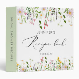 Wildflowers elegant bridal shower recipe book 3 ring binder