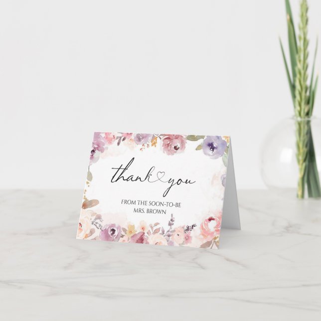 Wildflowers Elegant bridal shower thank you Card (Front)