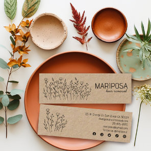 Wildflowers Elegant Custom Social Icons KRAFT Mini Business Card