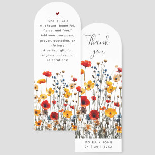 Wildflowers Elegant Custom Text Thank You Script Bookmarks
