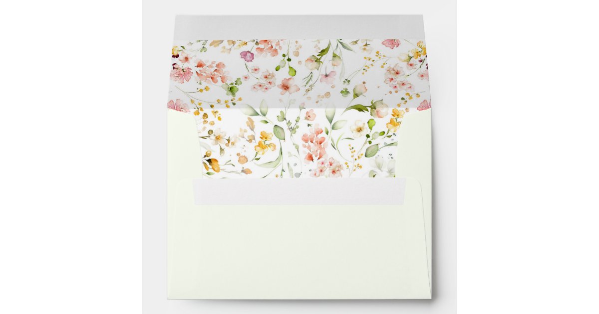 Wildflowers Elegant Cute Wedding Envelope | Zazzle