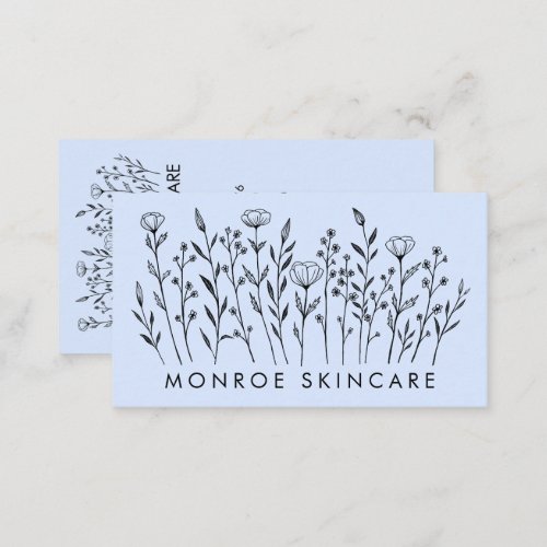 Wildflowers Elegant Line Art Chic Custom QR Code  Business Card