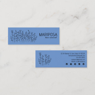 Wildflowers Elegant Line Art Custom Social Icons Mini Business Card