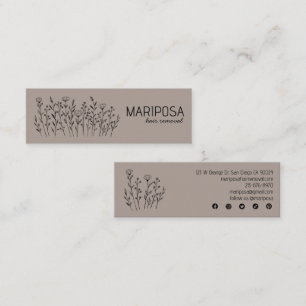 Wildflowers Elegant Line Art Custom Social Icons Mini Business Card