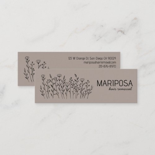 Wildflowers Elegant Line Art Custom Social Icons Mini Business Card