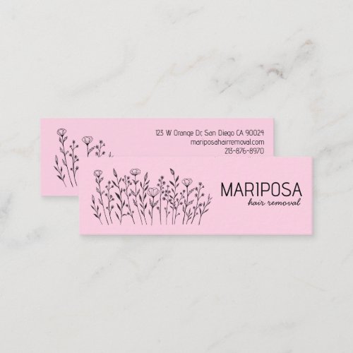 Wildflowers Elegant Line Art Custom Social Icons Mini Business Card