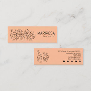 Wildflowers Elegant Line Art Custom Social Icons Mini Business Card