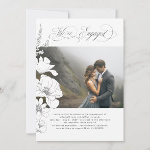 Wildflowers Elegant Modern Engagement Party Photo Invitation