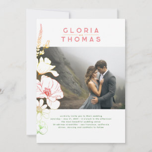 Wildflowers Elegant Modern Wedding Photo Invitation