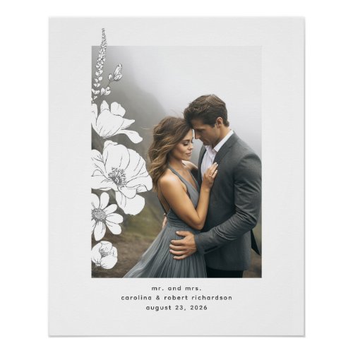 Wildflowers Elegant Modern Wedding Photography Poster