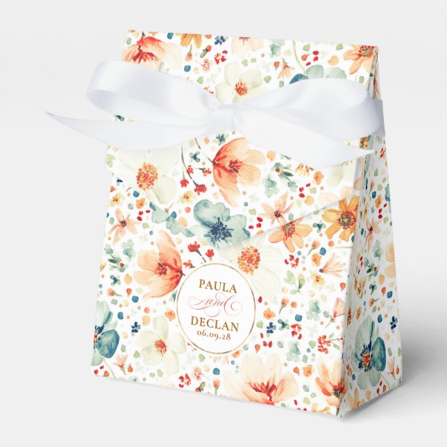 Wildflowers Elegant Romantic Boho Floral Wedding Favor Boxes (Front Side)