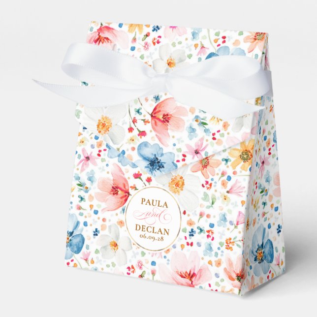 Wildflowers Elegant Romantic Boho Floral Wedding Favor Boxes (Front Side)