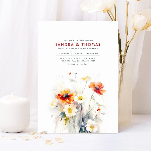 Wildflowers Elegant Romantic Wedding Invitation