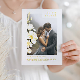 Wildflowers Elegant Romantic Wedding Photo Foil Invitation